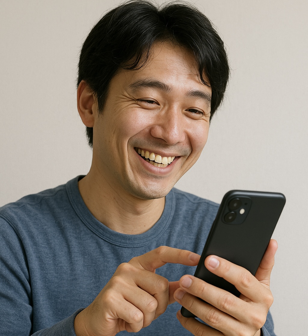 スマホをタップする人
